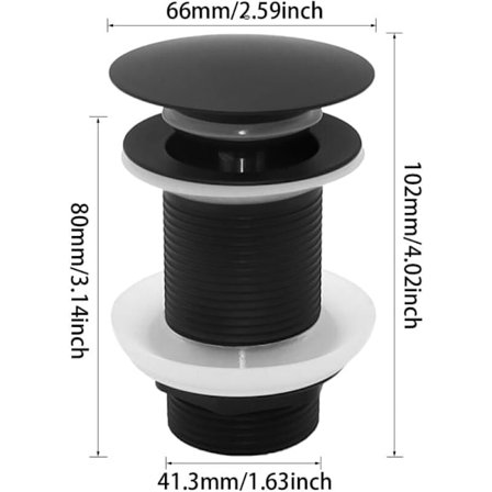 Universell Pop-Up Avløpsplugg for Vask, Svart - Kompatibel med De Fleste Merker
