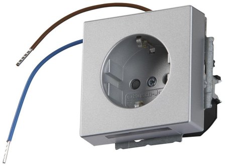 ABB 20EUCBLI-83 Stikkontakt 1-veis, jordet Aluminium, Strømbrytere & vegguttak