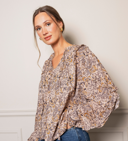 MISSMAYA - Sabina Blouse Paisley Mist - XS