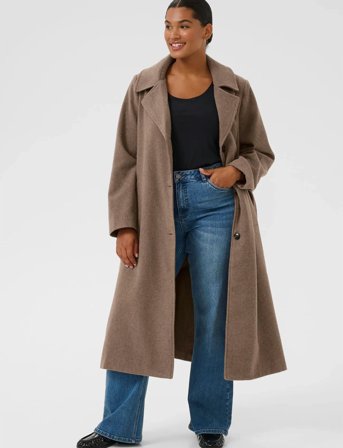 Kaffe Curve Kcnanny Long Coat - Brown - 52