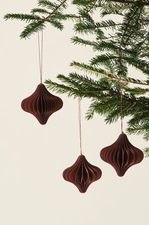 Jotex - Dekoroppheng 3-pk Mørk rød - ADELA - Kjøp Juletrepynt hos Jotex