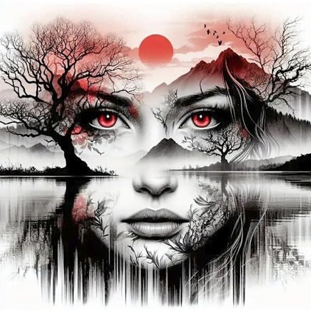 Solnedgang 5D Diamantmosaikk - Fjellandskap, Full drill DIY, Perlekunst 35x35 cm