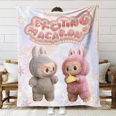 Tryckt filt i flanell LABUBU-mönster 70*100cm