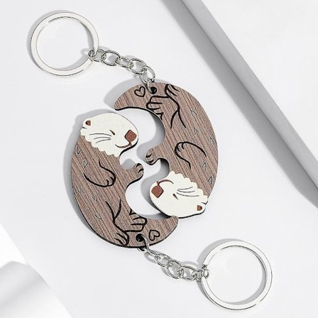 2 kpl Söpö Saukko Pari Avainnauha - Puinen Yhteen Sopiva Palapeli Avainnauha