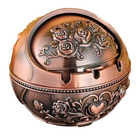 Vintage Tuulenpitävä Tuhkakuppi Kannella - Retro Metallinen Tuhkakuppi Sisä- ja Ulkokäyttöön, Koristeellinen A