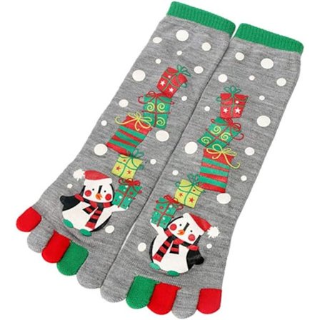 1 Par Unisex Jule-Bomuldsstrømper Behagelige Fem-Fingersokker