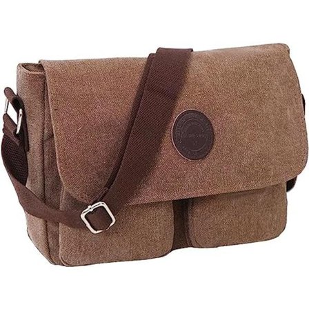 Vintage Canvas Tote Bag för Män Kvinnor, Liten Messenger Bag Casual Axelväska Crossbody Väska Resväska Brun