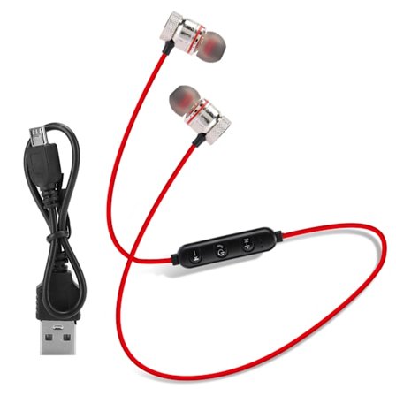 Trådløse Bluetooth Sportsøretelefoner In-Ear Støyreduksjon Hodetelefon Headset (rød)