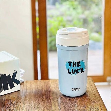 Kaffekrus 590 ml, isoleret rejsekrus til kaffe, spildsikker med lækagesikkert låg - lyseblå