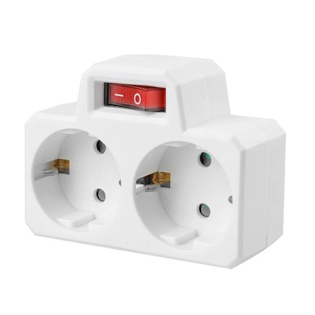 1 stk. Europæisk konverteringsstik 2 ben 1 til 2 vejs strømadapter stik rejse stik strømafbryder til hjemmerejser camping