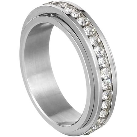 Ring med roterende zirkon / anti-stress ring Sølv 19 mm