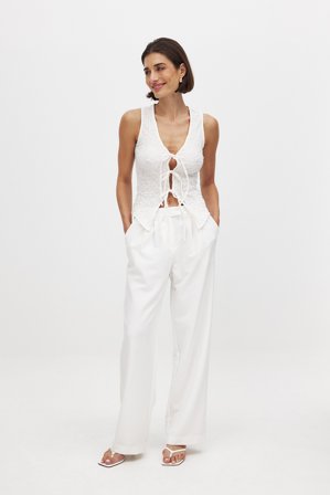 NA-KD Haut noué sur le devant - - Blanc - S