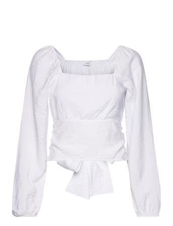 Ennut Ls Tie Top 6891 Bluse Langermet Hvit Envii*Betinget Tilbud