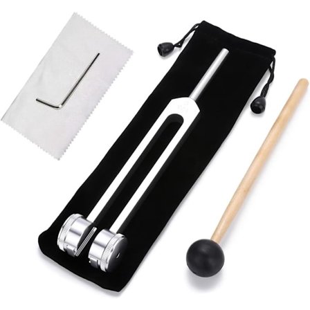 Stemmegaffel 128 Hz, stemmegaffel af aluminiumslegering med silikonehammer og taske, hammers lydterapiinstrumentsæt til meditation og terapi