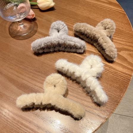 4 st Faux Fur Klorspännen för Vinter, Stora Luddiga Hårsnoddar för Tjockt och Tunnt Hår, Långa Päls Hårsnoddar Leopard Greppspänne för