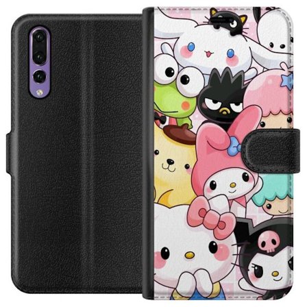 Kompatibelt Lommeboketui til Huawei P20 Pro Tett mønster av søte figurer med store øyne i ulike farger og uttrykk med LABUBU-tekst