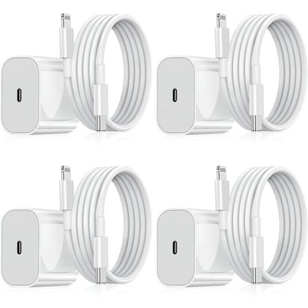 4-Pack - iPhone-laturi - Pikalaturi - Adapteri + 2m kaapeli 20W Lightning valkoinen 4-Pack iPhone (NT) 4-Pack_YF
