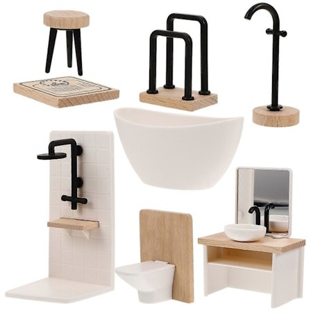 1 Sett Dukkehus Miniatyr Baderomstilbehør Baderomssett Dukkehusmøbler Miniatyr