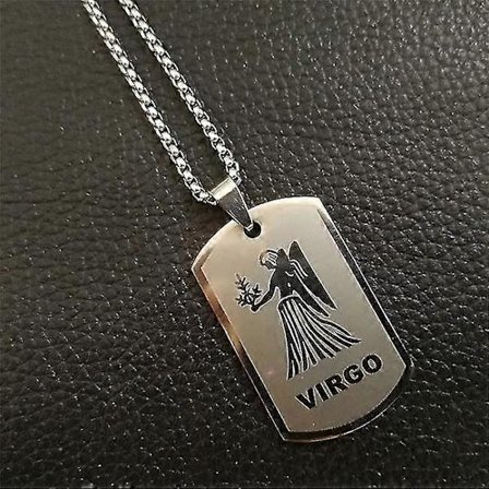 Skorpionen 12 Konstellationer Halsband Födelsedagspresenter Guldfärg Rostfritt Stål Amulett Hänge Zodiak Tecken Smycken Collier(Virgo5,90cm)