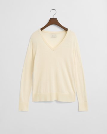GANT Damen Feinstrick V-Neck Pullover (M) Weiß