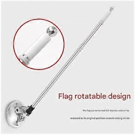 Sugekop Flagstang Bilmontering Flagstang Teleskopisk Flagholder Rød Flagstangssølv