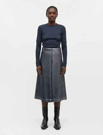 Mads Nørgaard 2X2 Lurex Tuba Tee Ls - Navy - XL