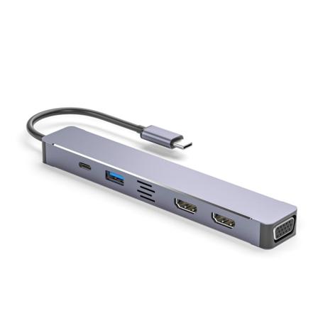 Laajennustelakka viisi yhdessä monitoimilaite kannettavalle matkapuhelimelle kahdella HDMI 4k -keskittimellä - Perfet