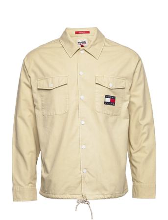 Tjm Spring Dobby Coach Shirt Beige Tommy Jeans