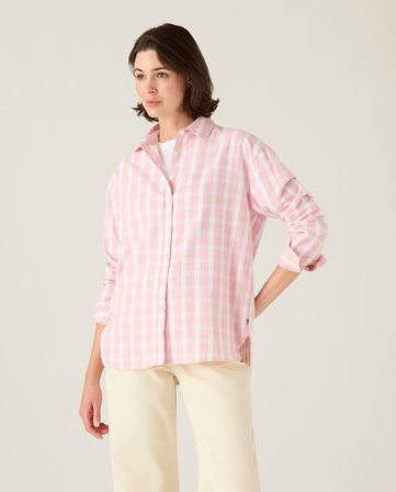 Lexington Casual organic cotton flannel shirt, pink check