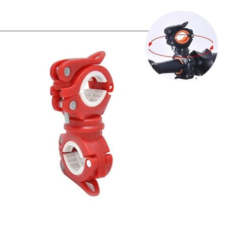 Bikight 360 Graders Rotasjon Sykkel Lommelykt Montering Holder Klipp Multifunksjonell Lys Stativ Fiksering Stativ (Rød)