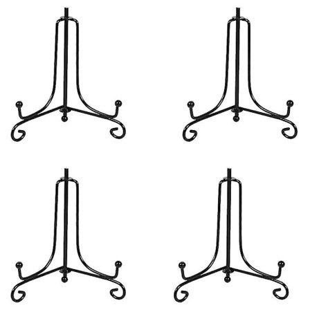 (4-pakning) Jern Displaystativ, Svart Jern Staffeli Plate Display Fotoholder Stativ, Viser Bilde Ramme