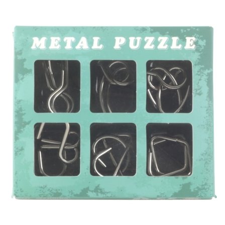 6-pak - Metalsæt - Puslespil - Tankespil / Hjernegymnastik Sølv