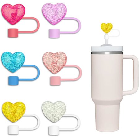 10 mm sugerørsovertræk til kop Stanley Cup tilbehør - 6 stk. genanvendelige silikone sugerørstopper kompatible med Stanley 30 og 40 oz. Tumbler med 