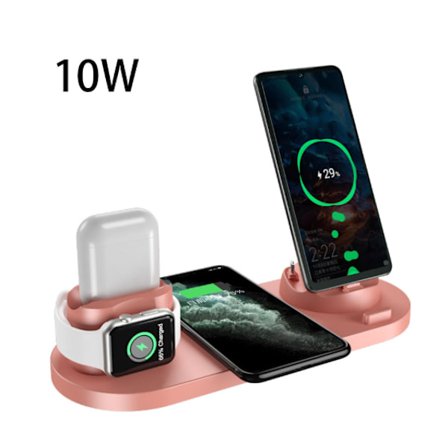 Trådløs oplader - Passer til Apple mobiltelefon iPhone13 dedikerede høretelefoner iwatch ur vertikal ladestander pink