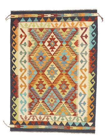 Kilim Afghan Old Style Rug 104X146 Brown/Black Wool, Afghanistan