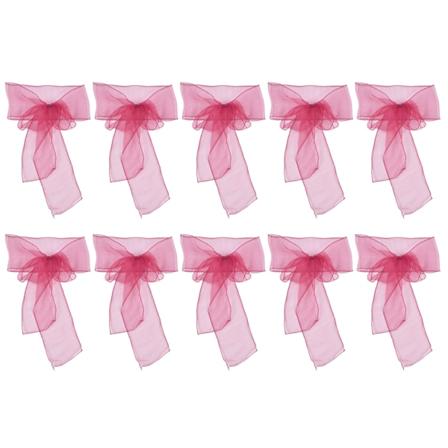 10 stk organza bankettstolbånd utsøkte stolbånd sløyfer for bryllupsfestdekorasjon Rose Red