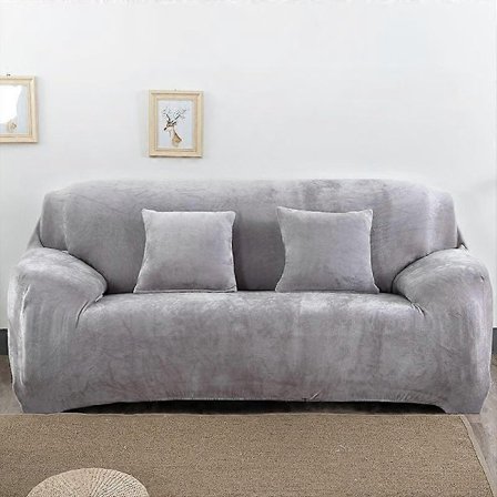 1-delad Plysch Stretch Loveseat Sofföverdrag med Elastisk Botten Mjukt Luddigt Soffskydd för 2-Sits Soffa Möbelskydd för Barn