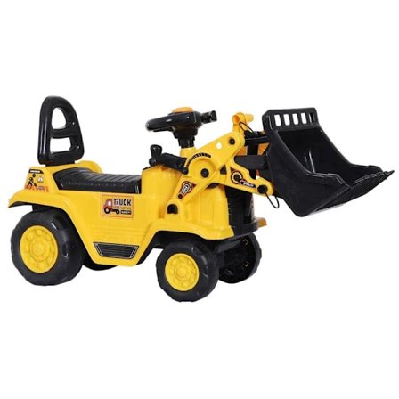 Rootz 3-in-1 Trettraktor - Ajettava puskutraktori kaivuritraktori - Vetokärry - Play Rakennustrukki - PP Muovi - Keltainen - 80 cm x 26,5 cm x 39 cm