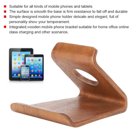 Bärbar Mobiltelefonhållare Sängbord Bordstablett Dator för iPads Stativ Trä (Nötbrun)