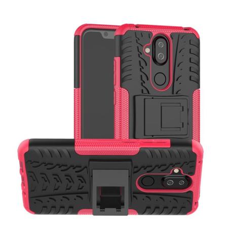 Nokia 8.1 - Ultimata Stöttåliga Skalet Med Stöd - Rosa Pink Rosa