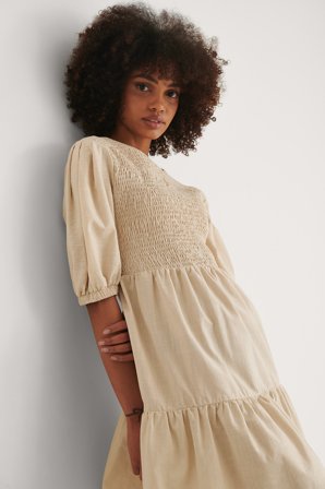 Trendyol Gesmoktes Minikleid - Gesmokte Kleider - Beige - EU 34