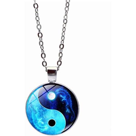 GlasHalsbandHängeDragonMoonYinYangNyckelbenKjolKedjaSmyckenTillbehörPresentTillJulMors DagAlla Hjärtans DagExamen
