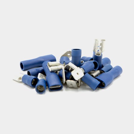 Conectores de terminales planas totalmente aislados Oceanflex, Ø6.3 mm, para cable de 1.5 - 2.5 mm², paquete de 50, azul