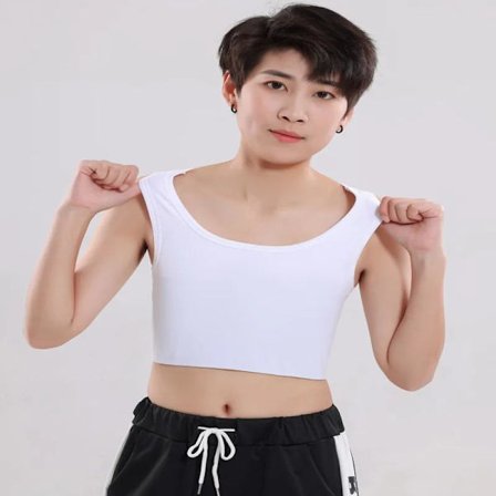 Naisten litteä rintaliivi siteellä, puolipitkä korsettitoppi, transpoika lesbo trans alusvaatteet liivi rintaliivi, VALKOINEN 5XL