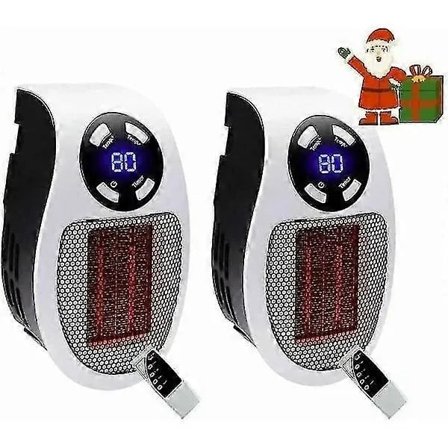 2-pak 500 Watt Keramisk Varmeblæser Mini Varmeblæser Supplerende Opvarmning Bærbar Vægstik Varmelegeme med Termostat