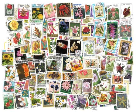 Blomster - 600 forskellige frimærker - Stemplet