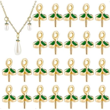 30 st Golden Eye Pin Peg Bail 5mm Mässing Koppar Peg Bail Pin med Bail Eye Pin Bails Lövklöver Smycken Koppling för Halvborrade Pärlor Berlocker DIY 