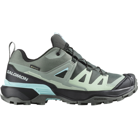 Salomon Women's X Ultra 360 Gore-Tex Hiking Shoes, Controlled Ride, Multi-Surface Grip, Sage Green/Black/Light Blue, Size 8