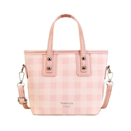 Rosa og hvit rutete tote bag, søt og stilig, egnet for både bæring og crossbody, dameveske