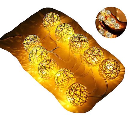 5m Batteridrivna LED-ljusslingor med 40 Globrattenbollar - Dekorativa juldekorationer för sovrum, uteplats och fest